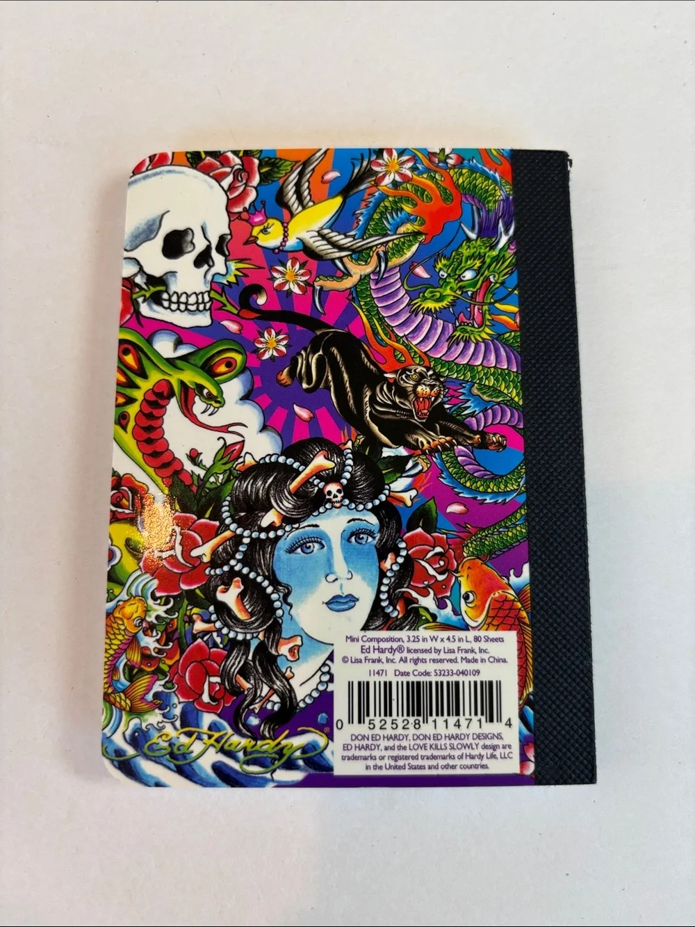 Rare Ed Hardy x Lisa Frank Mini Composition Notebook Skull Geisha Dragon Tiger